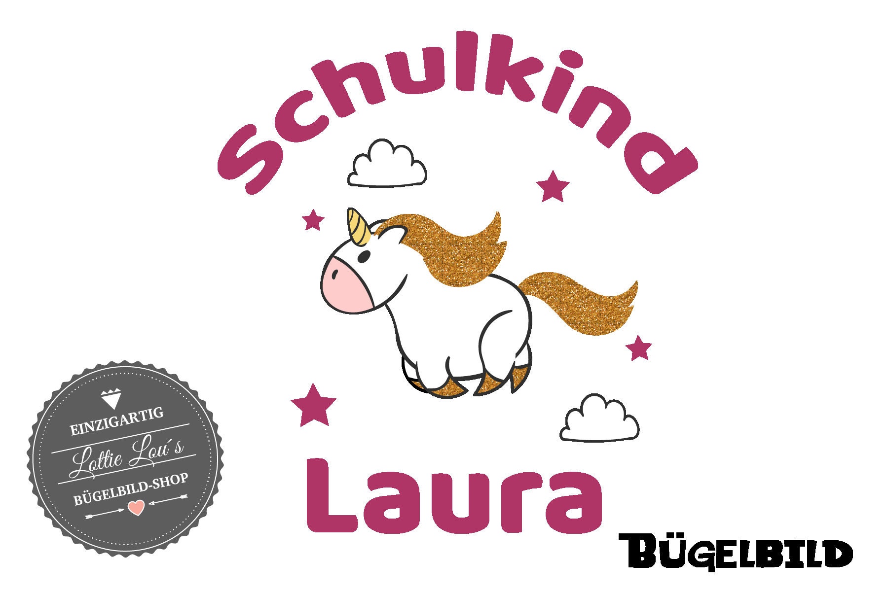 Iron On Bügelbild Schulkind 2018 Einhorn Iron On Bügelbild Schulkind 2018 Einhorn von byLottieLou