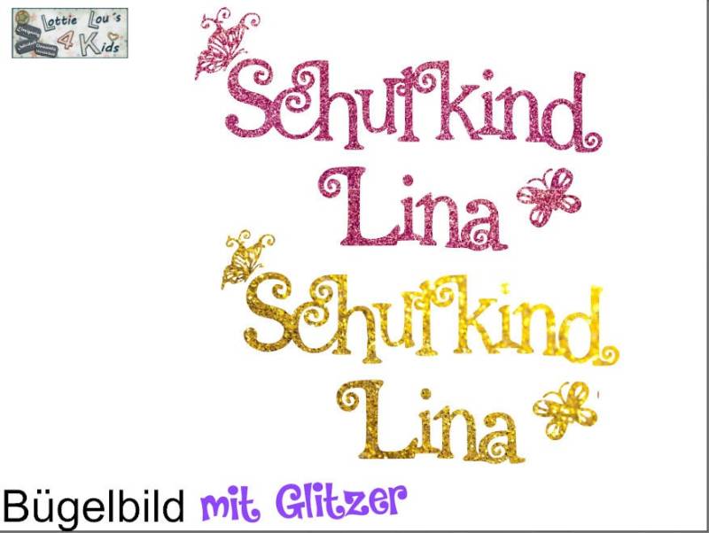 Iron On Bügelbild Schulkind Glitzer von byLottieLou