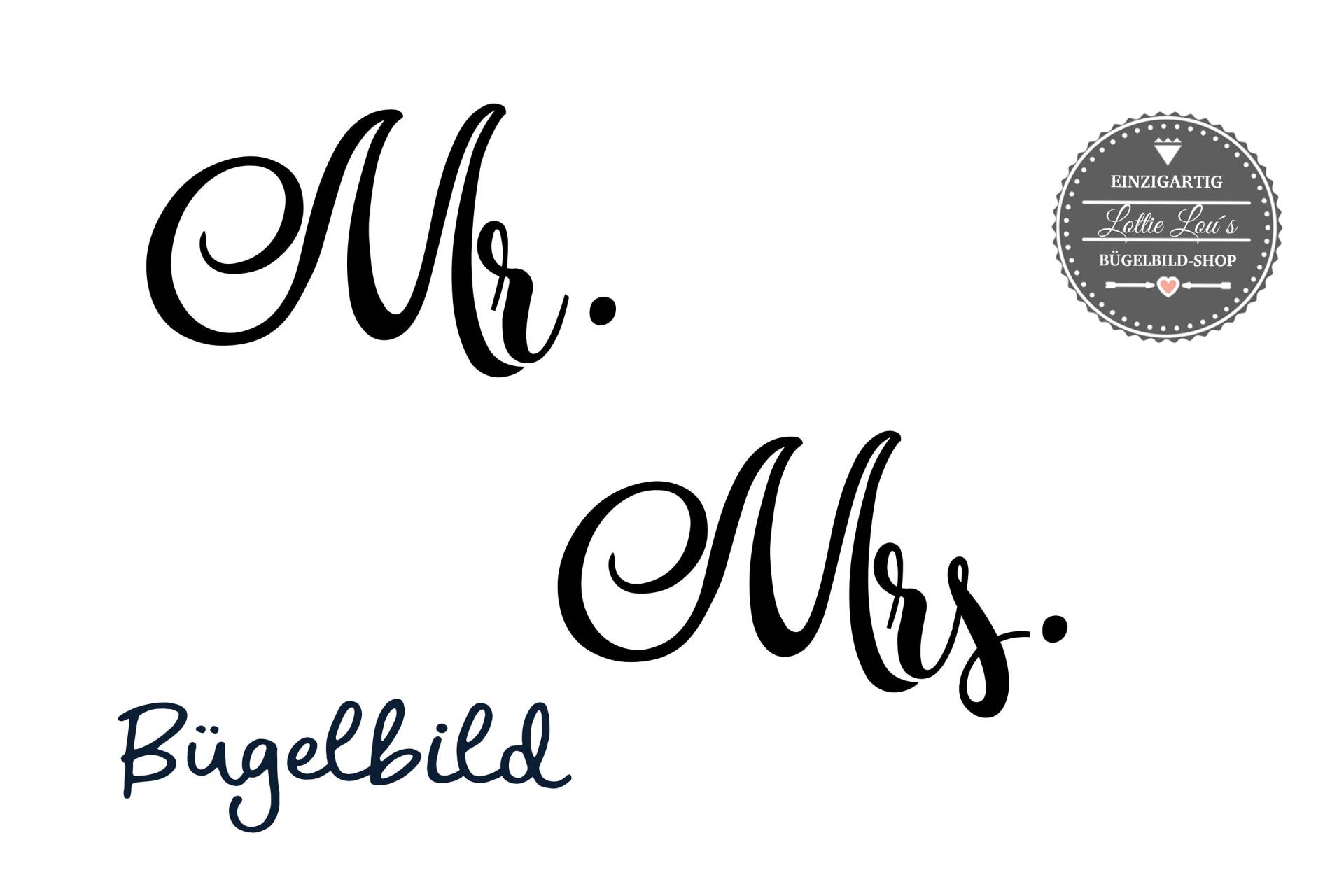 Iron On Bügelbild Set Mrs & Mr. in Wunschschriftart Auch Für Maske Iron On Bügelbild Set Mrs & Mr. in Wunschschriftart Auch Für Maske von byLottieLou