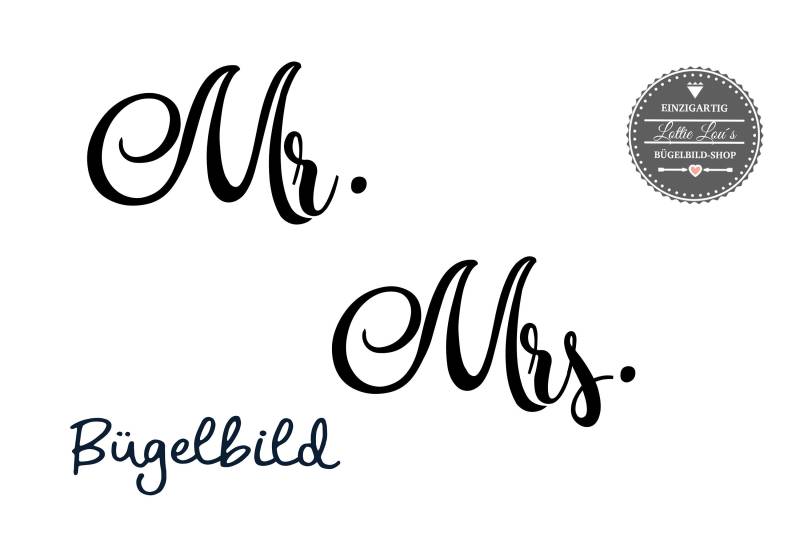 Iron On Bügelbild Set Mrs & Mr. in Wunschschriftart Auch Für Maske von byLottieLou