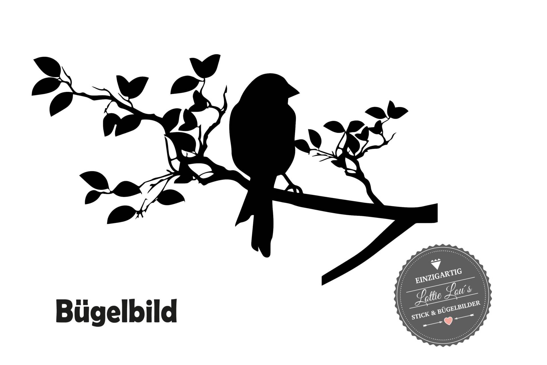 Iron On Bügelbild Vogel Auf Ast Iron On Bügelbild Vogel Auf Ast von byLottieLou