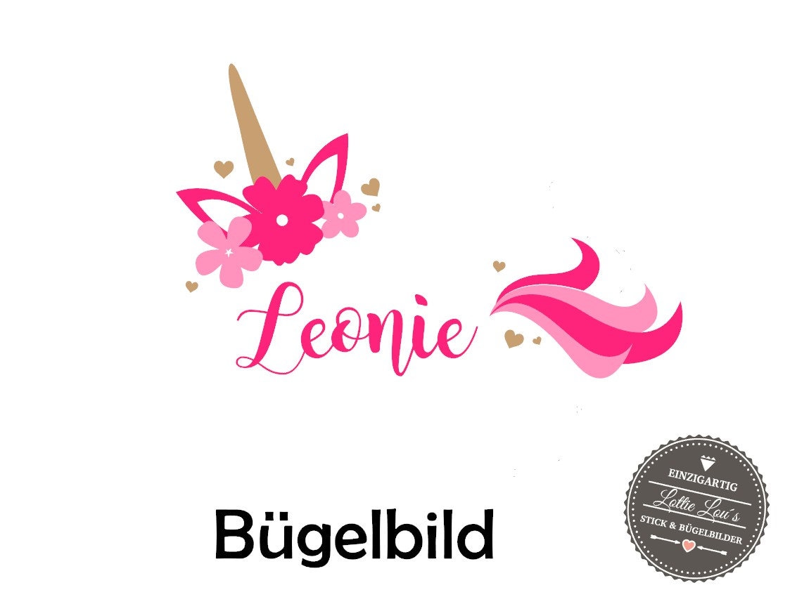 Iron On Bügelbild Wunschname Unicorn Einhorn Iron On Bügelbild Wunschname Unicorn Einhorn von byLottieLou