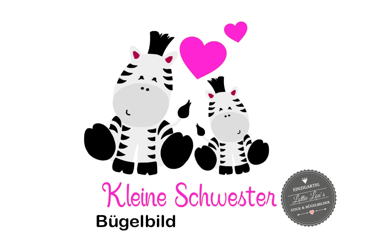 Iron On Bügelbild Zebra Große/ Kleine Schwester Iron On Bügelbild Zebra Große/ Kleine Schwester von byLottieLou