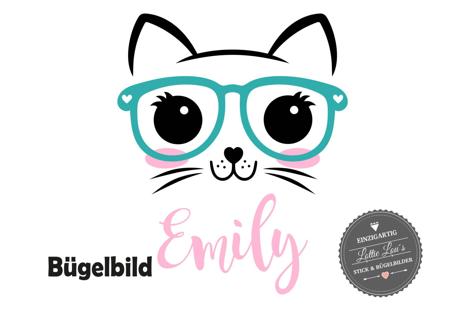 Personalisiertes Bügelbild Katze Cat Kitten Kätzchen Mit Brille Und Wunschname in Glitzer Flock Effekt Flex Aufbügler Diy Personalisiertes Bügelbild Katze Cat Kitten Kätzchen Mit Brille Und Wunschname in Glitzer Flock Effekt Flex Aufbügler Diy von byLottieLou