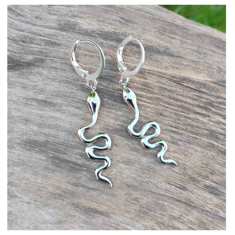 Schlange Ohrringe, Creolen Oder Clip Auf Silber Schrullig Ohrringe Edelstahl Python Schmuck Geschenkidee Für Reptilien Und Schlangenliebhaber von bySantana