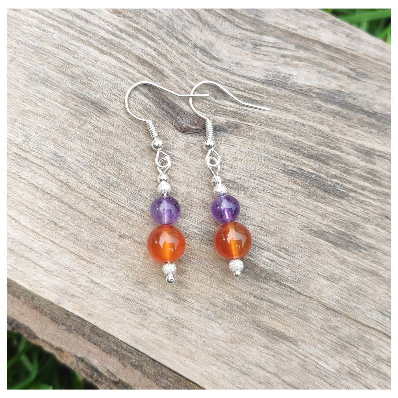 Handgemachte Sterling Silber Amethyst Karneol Ohrringe Boho Edelstein Schmuck von bySantana