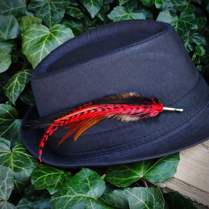 Hutfeder Zum Anstecken, Handgefertigte Federbrosche Für Hüte, Echter Feder Anstecker, Hutschmuck Accessoire, Boho Federn Mit Anstecknadel von bySantana