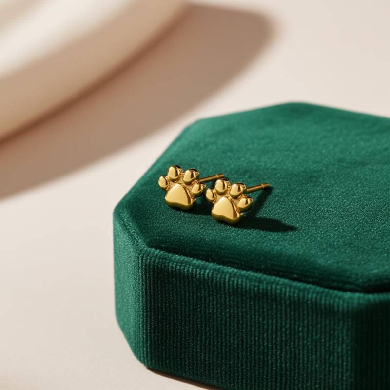 Edelstahl Ohrstecker Pfote Gold - Hundepfote Ohrringe Für Damen, Niedlicher Schmuck Mädchen, Kleines Tierliebhaber Geschenk von bySantana