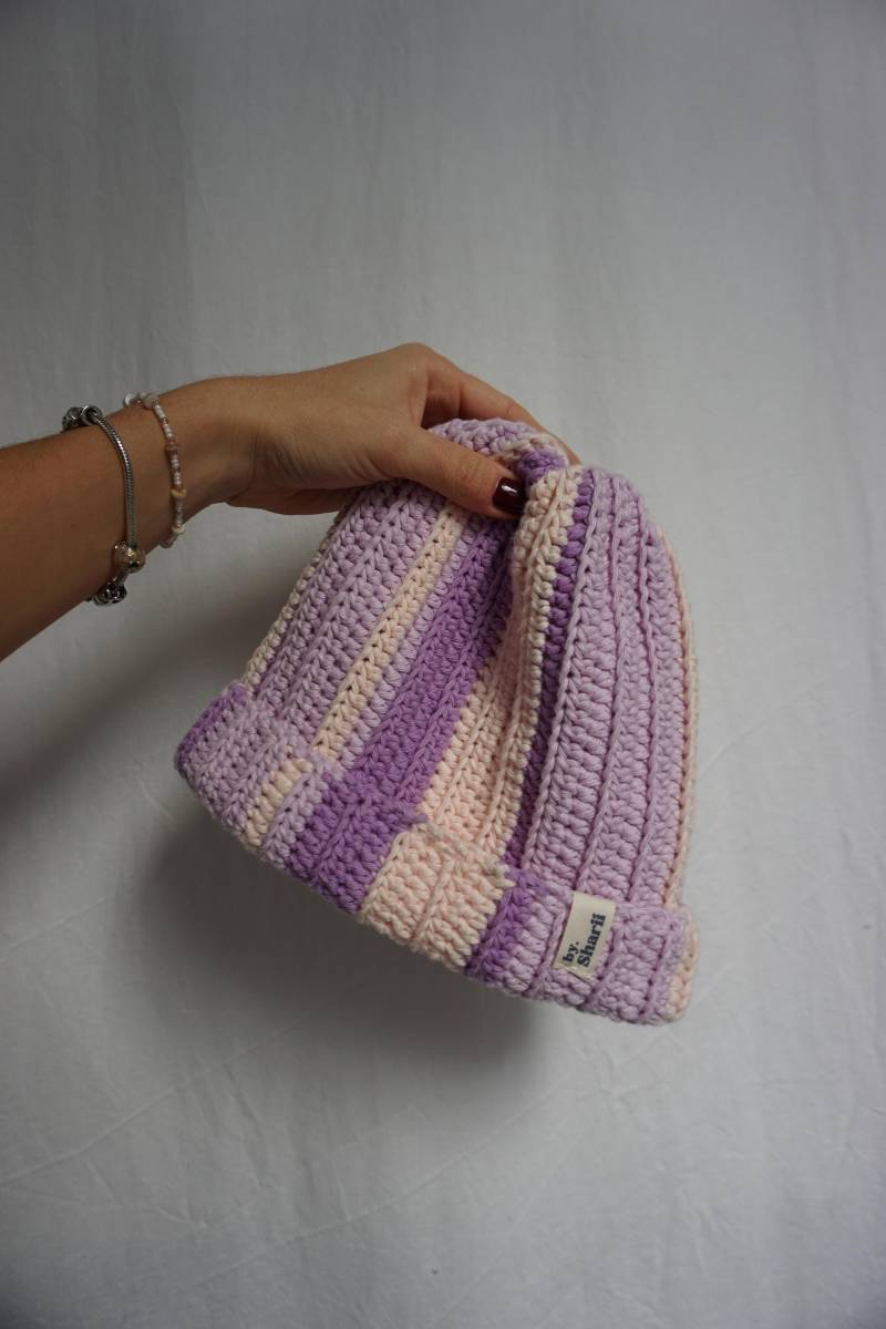 Häkelmütze Gehäkelte Mütze Crochet Beanie Gestreift von bySharii