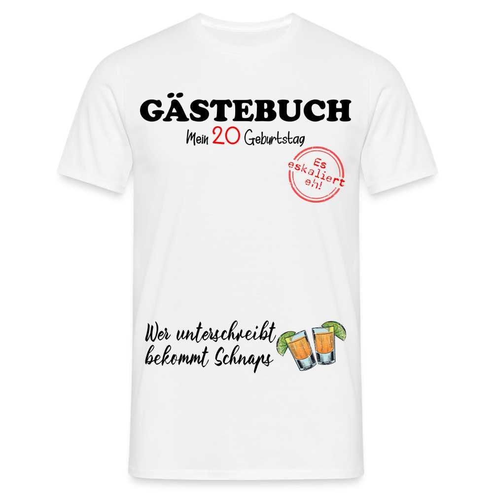 20.geburtstag Gästebuch - Wer Unterschreibt Bekommt Schnaps Geschenk T-Shirt 20.geburtstag Gästebuch - Wer Unterschreibt Bekommt Schnaps Geschenk T-Shirt von byShirtify
