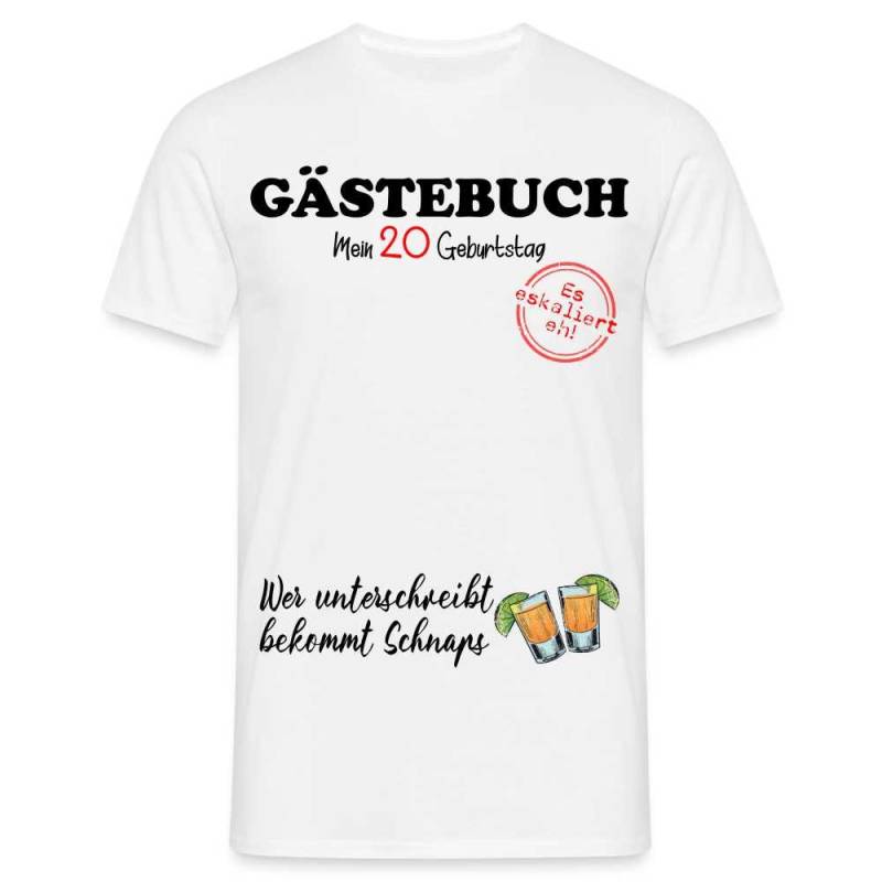 20.geburtstag Gästebuch - Wer Unterschreibt Bekommt Schnaps Geschenk T-Shirt von byShirtify