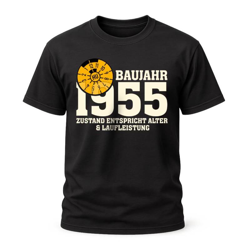 70. Geburtstag Tüv Plakette Baujahr 1955 Zustand Entspricht Alter Und Laufleistung Lustiges Geschenk T-Shirt von byShirtify