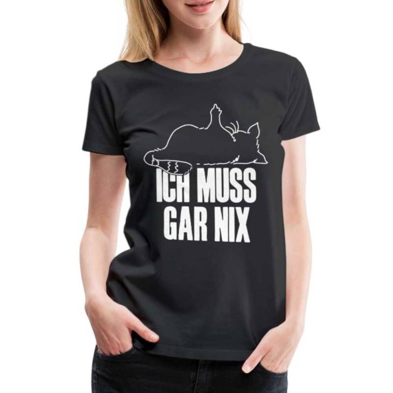 Faule Katze Stinkefinger Ich Muss Gar Nix Lustiges Witziges Frauen Premium T-Shirt von byShirtify