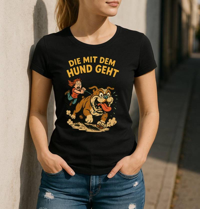 Hundeliebhaber Geschenkidee Die Mit Dem Hund Geht Frauen Premium T-Shirt von byShirtify