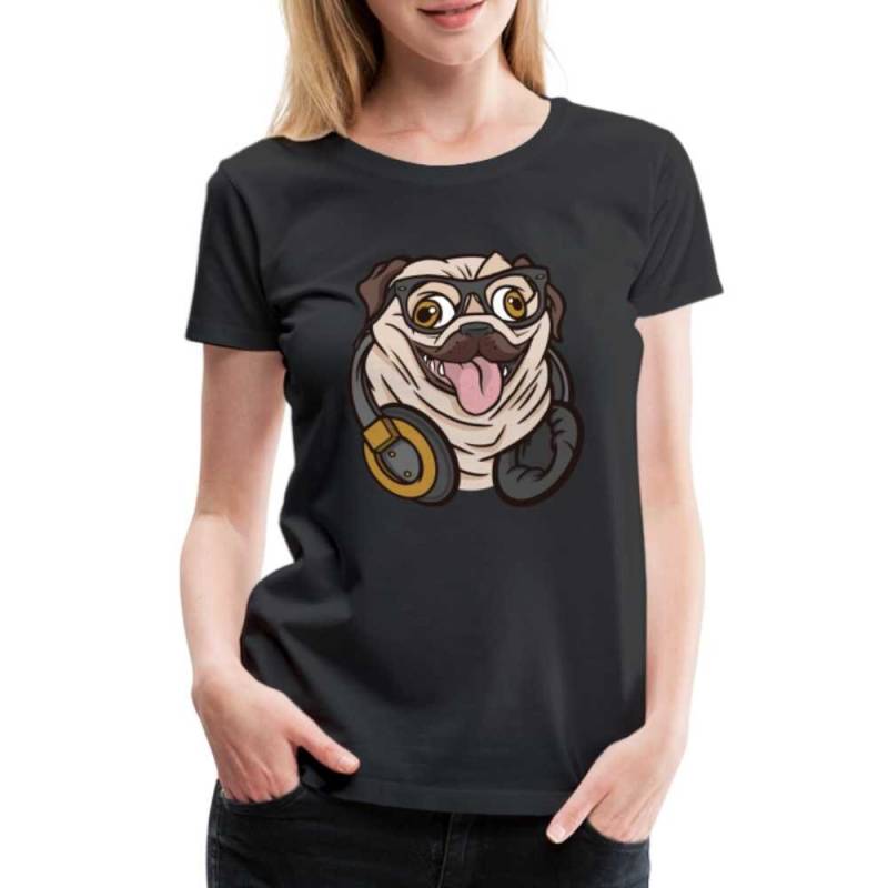 Lustiger Mops Hund Mit Kopfhörern Frauen Premium T-Shirt von byShirtify