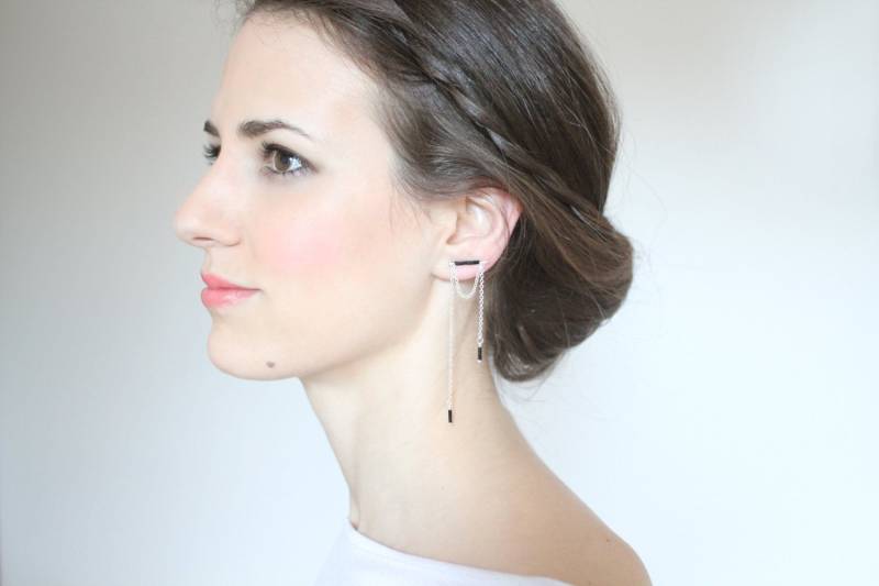 Lulu - Ear Cuff, Crawler, Ohr Kletterer, Silber Lange Ohrringe, Punk Ohrring, Durchzieher Minimalistisch, Weihnachtsgeschenk Für Sie von bySone