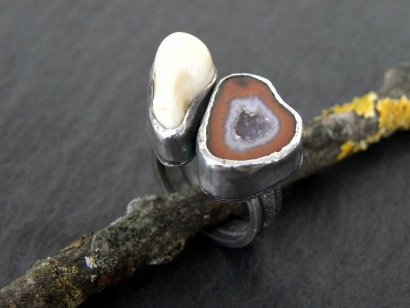Tabasco Geode Sterling Silber Ring Verstellbar Rohstein Statement Tabasco Geode Sterling Silber Ring Verstellbar Rohstein Statement von byTeDi