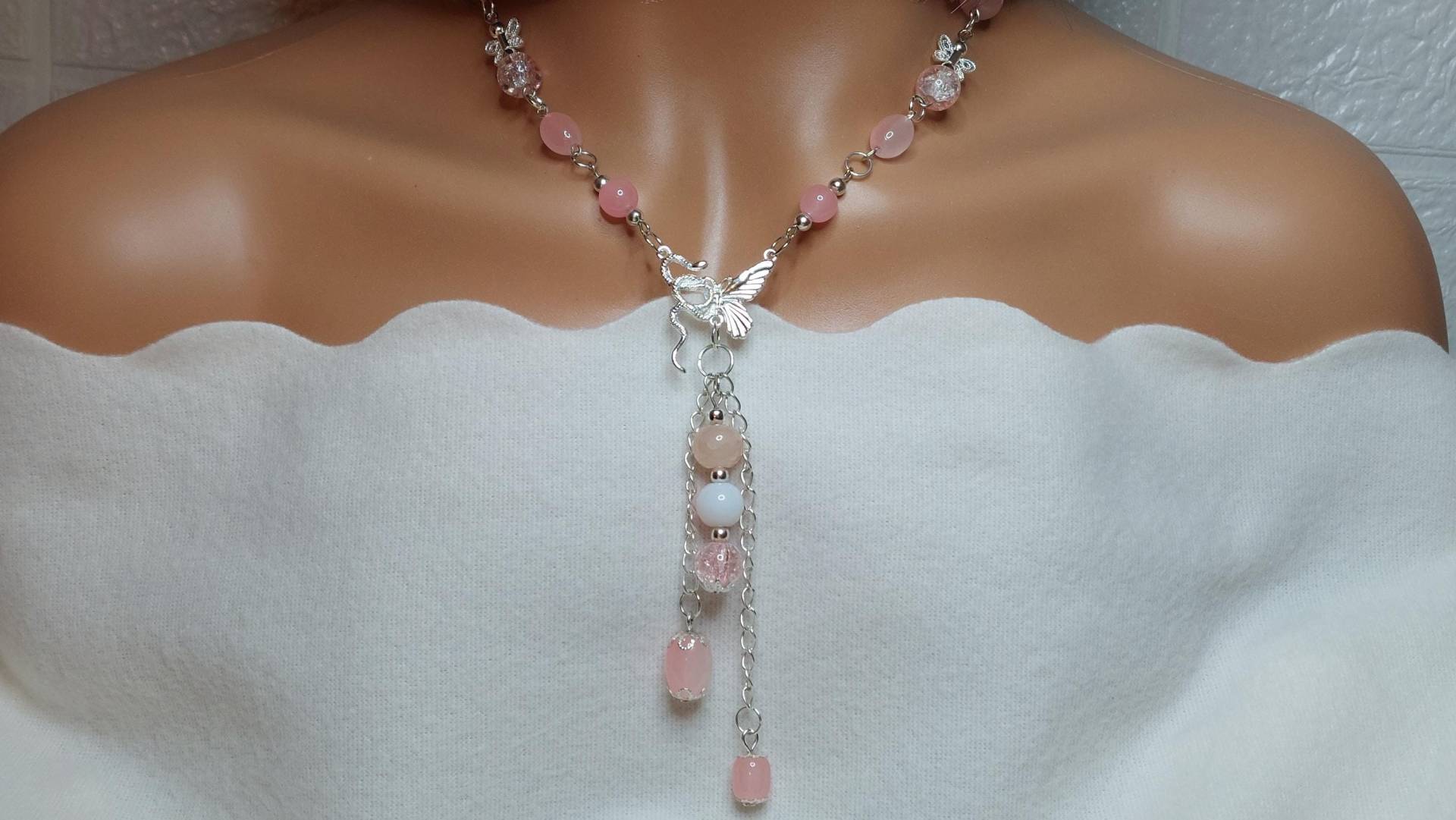 Y - Kette, Dekolletekette, Rose-Und Silberfarben Y - Kette, Dekolletekette, Rose-Und Silberfarben von byTinaUndChris