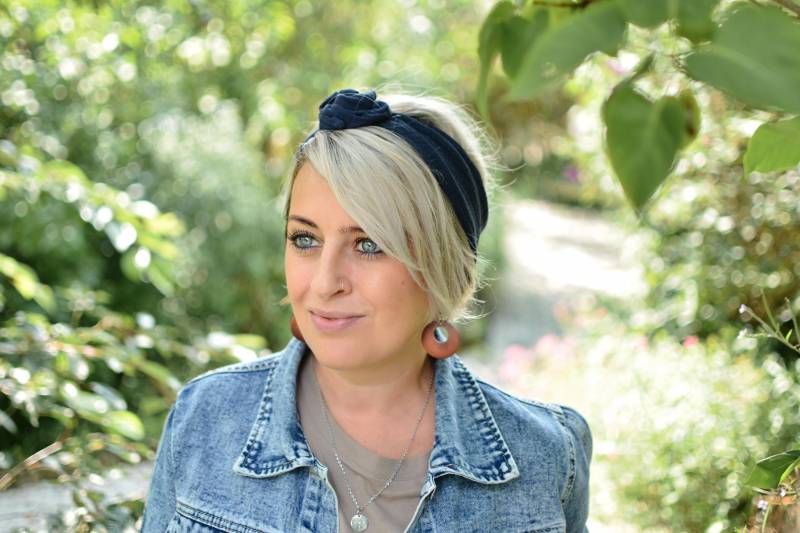 Haarband Mit Draht, Musselin, Nachtblau , Onesize, Drahthaarband, Artikelnummer H-10046 von byTinka