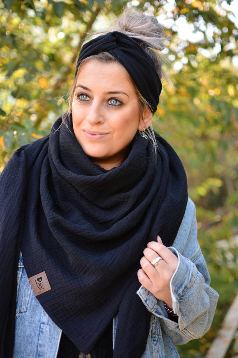 Musselintuch Xxl Dreieckstuch, Schwarz, Halstuch, Artikelnummer T-10003 Musselintuch Xxl Dreieckstuch, Schwarz, Halstuch, Artikelnummer T-10003 von byTinka