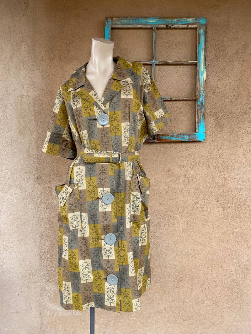 Vintage 1950S Shirtkleid Mit Großen Knöpfen Gr. L B44 W36 von bycinbyhand