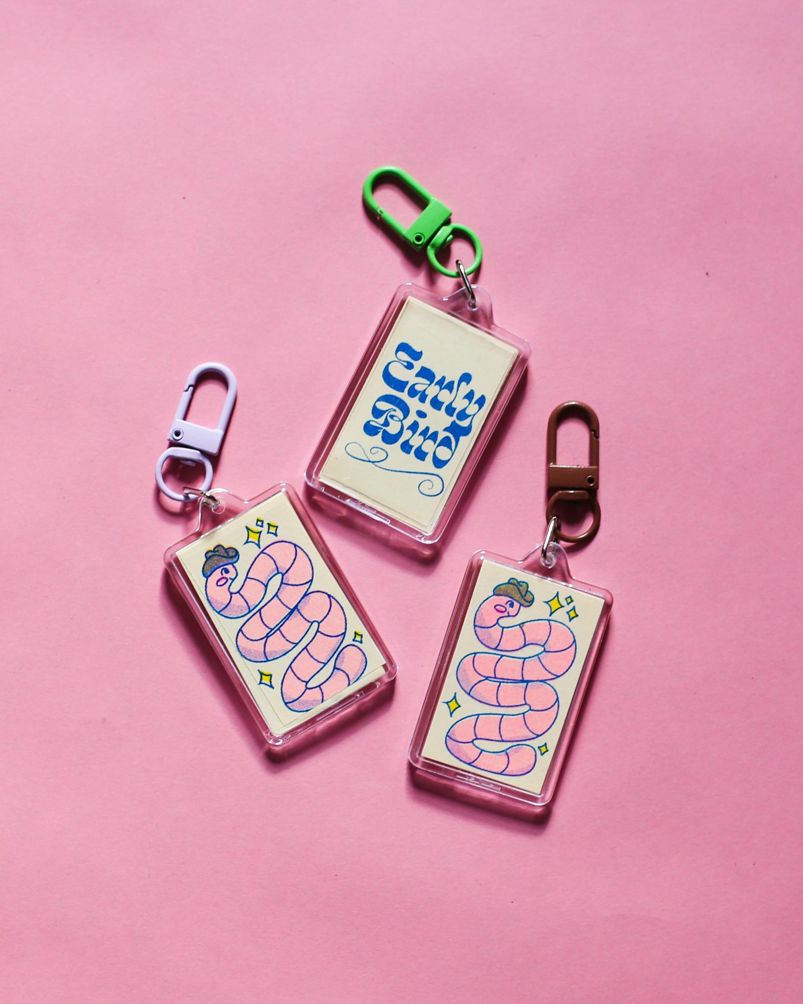 Früher Vogel Bekommt Den Wurm Riso Keychain von bydaniellewitten