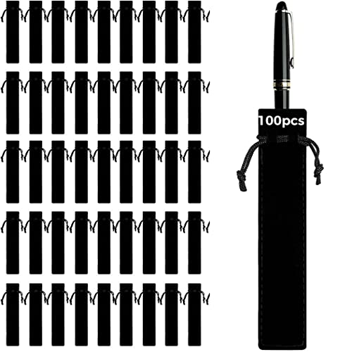 Tragbare Samt-Stifttasche: 100 Stück einzelne Stifthalter mit Kordelzug, Schwarz, Trockentasche von byepica