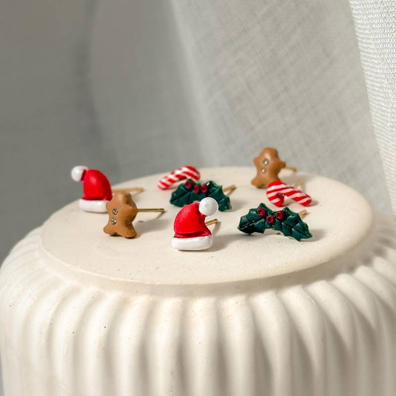 The Festive Minis | Weihnachts-Ohrringe Aus Polymer Clay Mini Ohrstecker in 4 Designs Handgemachter Schmuck von byfinchen