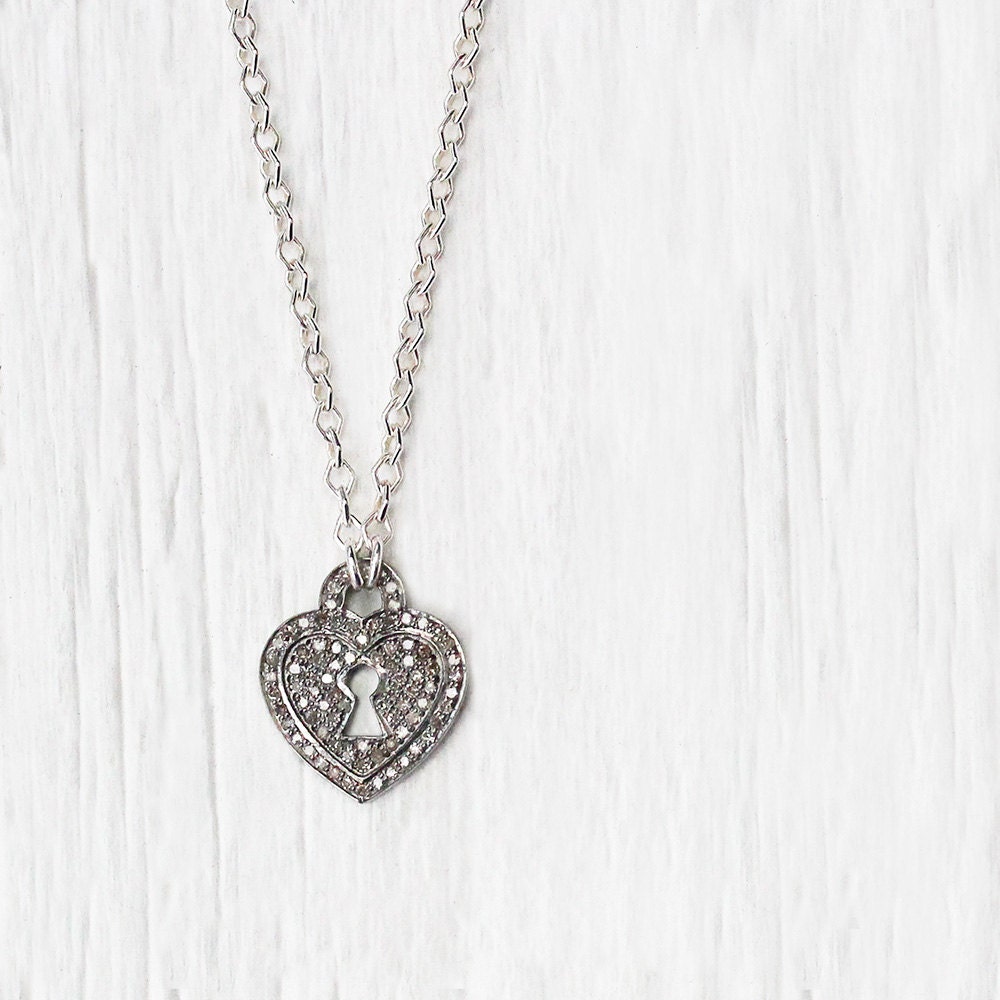Diamant-Herz-Halskette, Anhänger Aus Sterling Silber Tastensperre, Hochzeit Liebe Geburtstag Engagement Geschenk April Birthstone Alltäglichen Diamant-Herz-Halskette, Anhänger Aus Sterling Silber Tastensperre, Hochzeit Liebe Geburtstag Engagement Geschenk April Birthstone Alltäglichen von byjodi