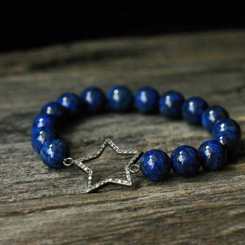 Diamant-Sterne Lapis Lazuli Armband/Tiefen Indigo Blau Gold Natürliche Edelstein Sterling Silber Galaxy Space Planet Sterne Nachthimmel Inspiriert Diamant-Sterne Lapis Lazuli Armband/Tiefen Indigo Blau Gold Natürliche Edelstein Sterling Silber Galaxy Space Planet Sterne Nachthimmel Inspiriert von byjodi
