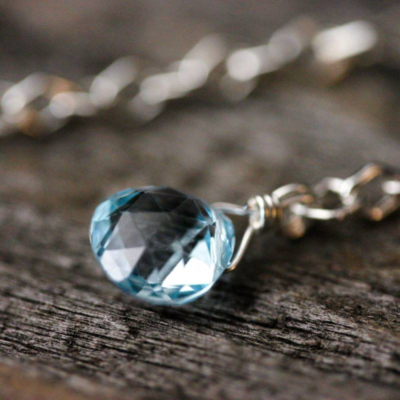 Schweizer Blue Topas Lariat Halskette, Diamant Geformt Sterling Silber Kette, Kristallklarem Eis Himmel Baby Blau Gemstone November Urlaub Birthstone Schweizer Blue Topas Lariat Halskette, Diamant Geformt Sterling Silber Kette, Kristallklarem Eis Himmel Baby Blau Gemstone November Urlaub Birthstone von byjodi