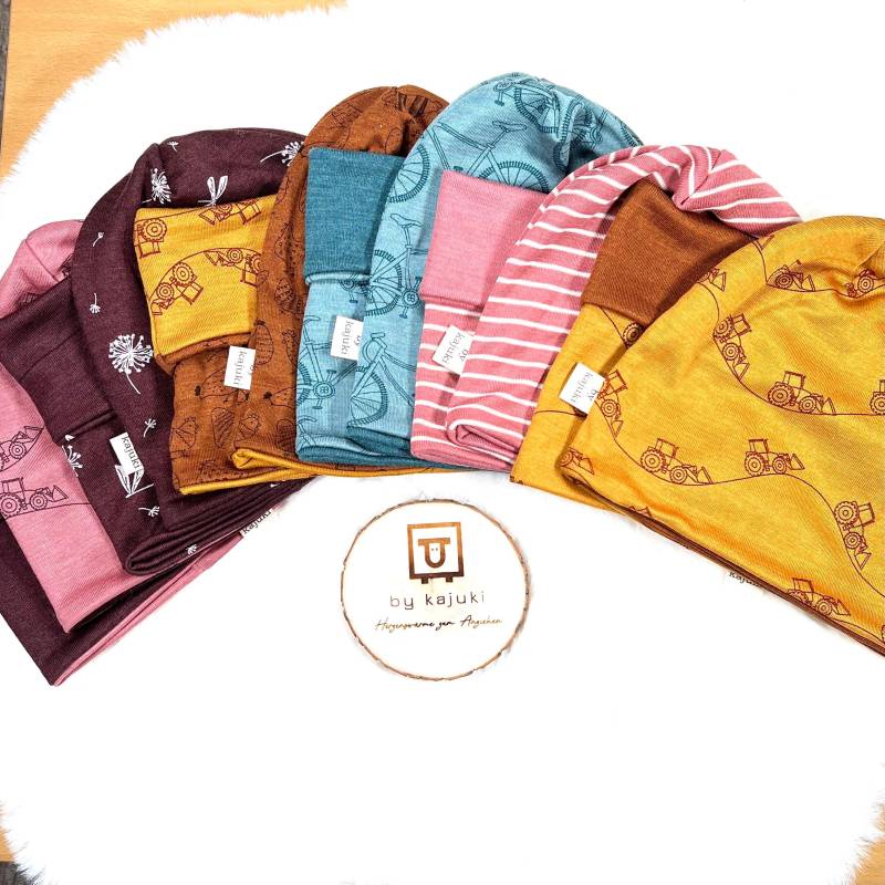 Set Wolle Seide Mütze Und Loop Doppellagig Danisch Pur, Kopfumfang 52-55 cm, Ca.4-9 Jahre, Kindermütze, Helmmütze, Merinowolle Bio von bykajuki