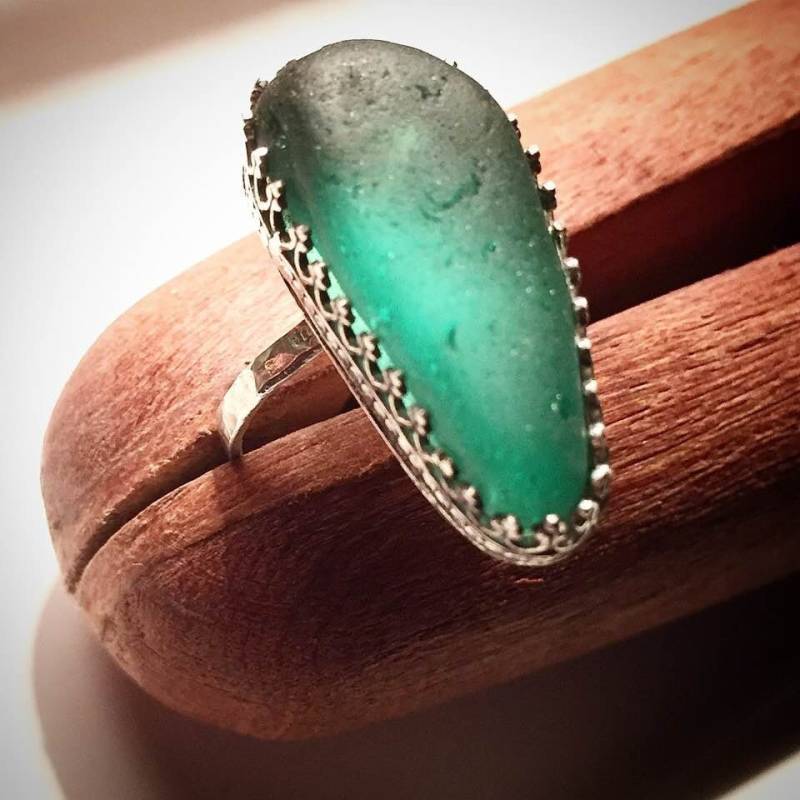 925 Sterling Silber Und Echtes Seeglas Ring. Individuelle Glasauswahl Maßgefertigte Größe 925 Sterling Silber Und Echtes Seeglas Ring. Individuelle Glasauswahl Maßgefertigte Größe von bykitzy