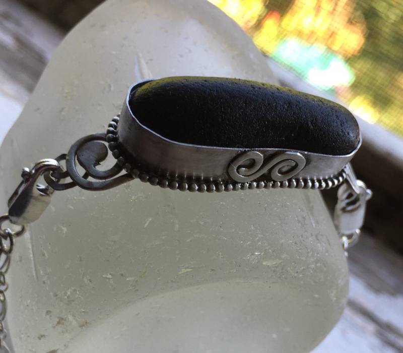 Maßgefertigtes Armband Aus Echtem Seeglas Und Sterlingsilber. Individuelle Glasauswahl Größe Auf Bestellung von bykitzy