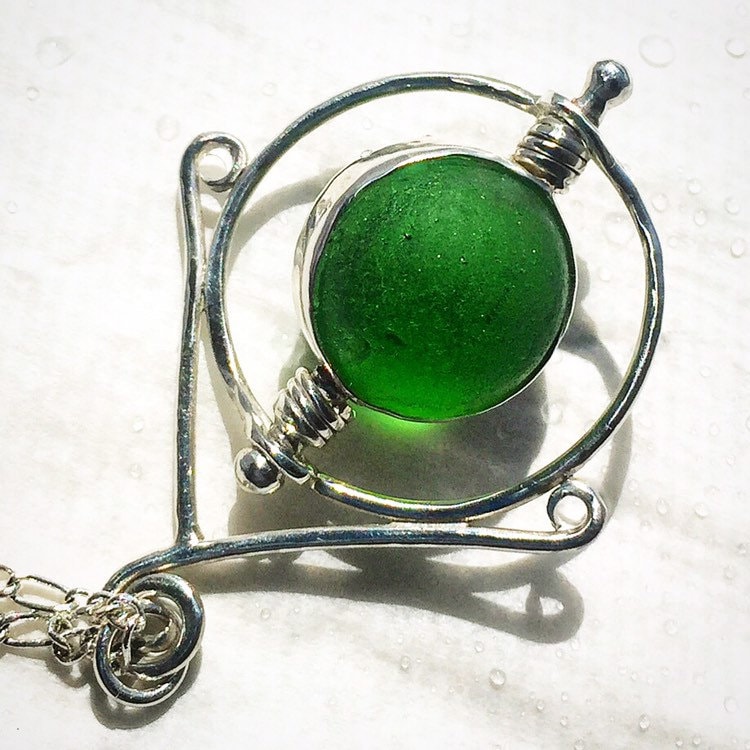 Sonderanfertigung Aus Echtem Seeglas Und Sterling Silber Spinner Anhänger. Ihre Auswahl An Verfügbaren Murmeln Oder Verwenden Sie Eigenen von bykitzy