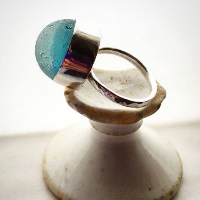 Spezialanfertigung Echtes Seeglas Marmor Und Sterling Silber Ring Spezialanfertigung Echtes Seeglas Marmor Und Sterling Silber Ring von bykitzy