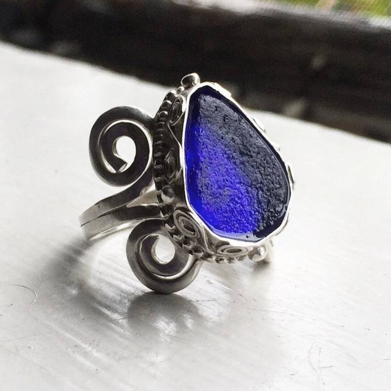 Spezialanfertigung Echtes Seeglas Und Sterling Silber Auf Bestellung Ring Spezialanfertigung Echtes Seeglas Und Sterling Silber Auf Bestellung Ring von bykitzy