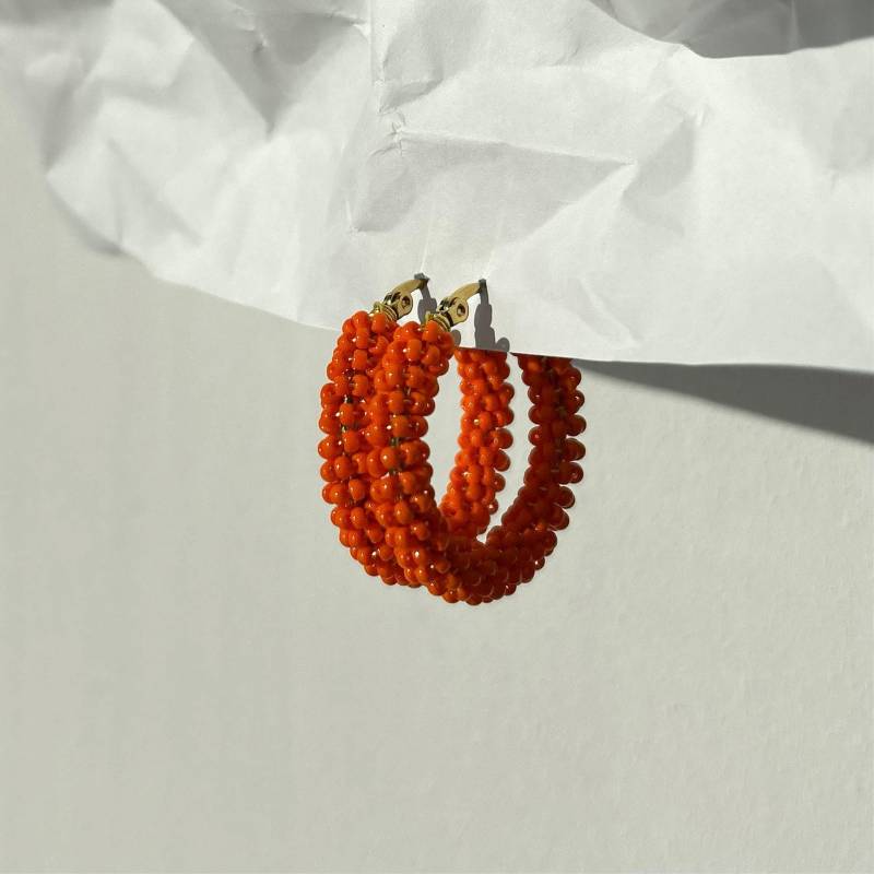 Perlenohrringe, Orange, Goldfarben/18K Vergoldet von byleojewelry