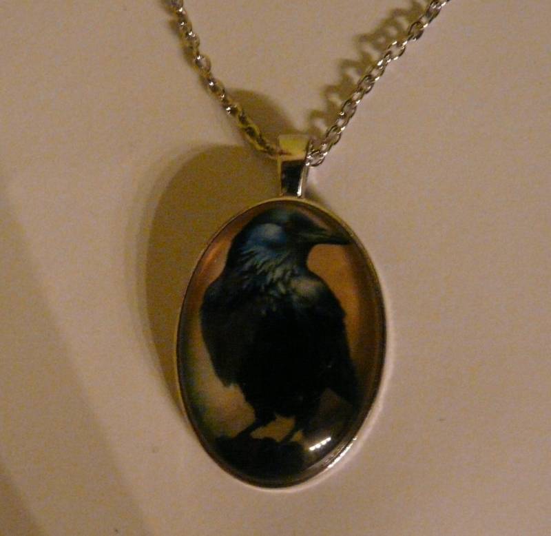 Raben Krähe Kette Halskette Party Geburtstag Helloween Ghotic von bylichterglanz