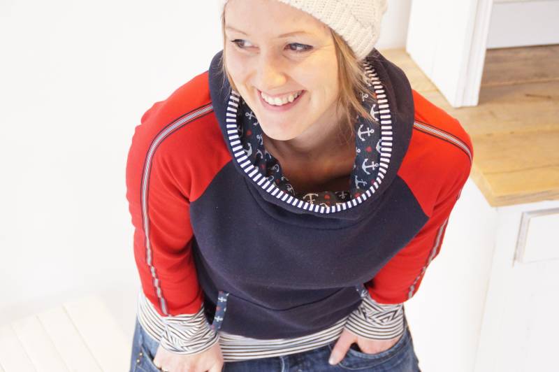 Hoody Damen, Kapuzenpulli Mit Ankern, Sweatshirt Kirsten Neuem Ankerstoff von bymeLieblingsstuecke