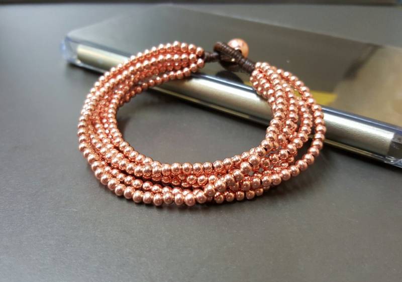 6 Kette Rose Gold Perlen Boho Unisex Schmuck Armband Fußkettchen, Frauen Armbänder, Geschenke Für Frau, Perlenarmbänder, Mädchen von bymemade