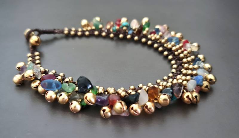 Bohemain Messing Chip Edelstein Frauen Schmuck Armband Fußkettchen, Kronleuchter von bymemade