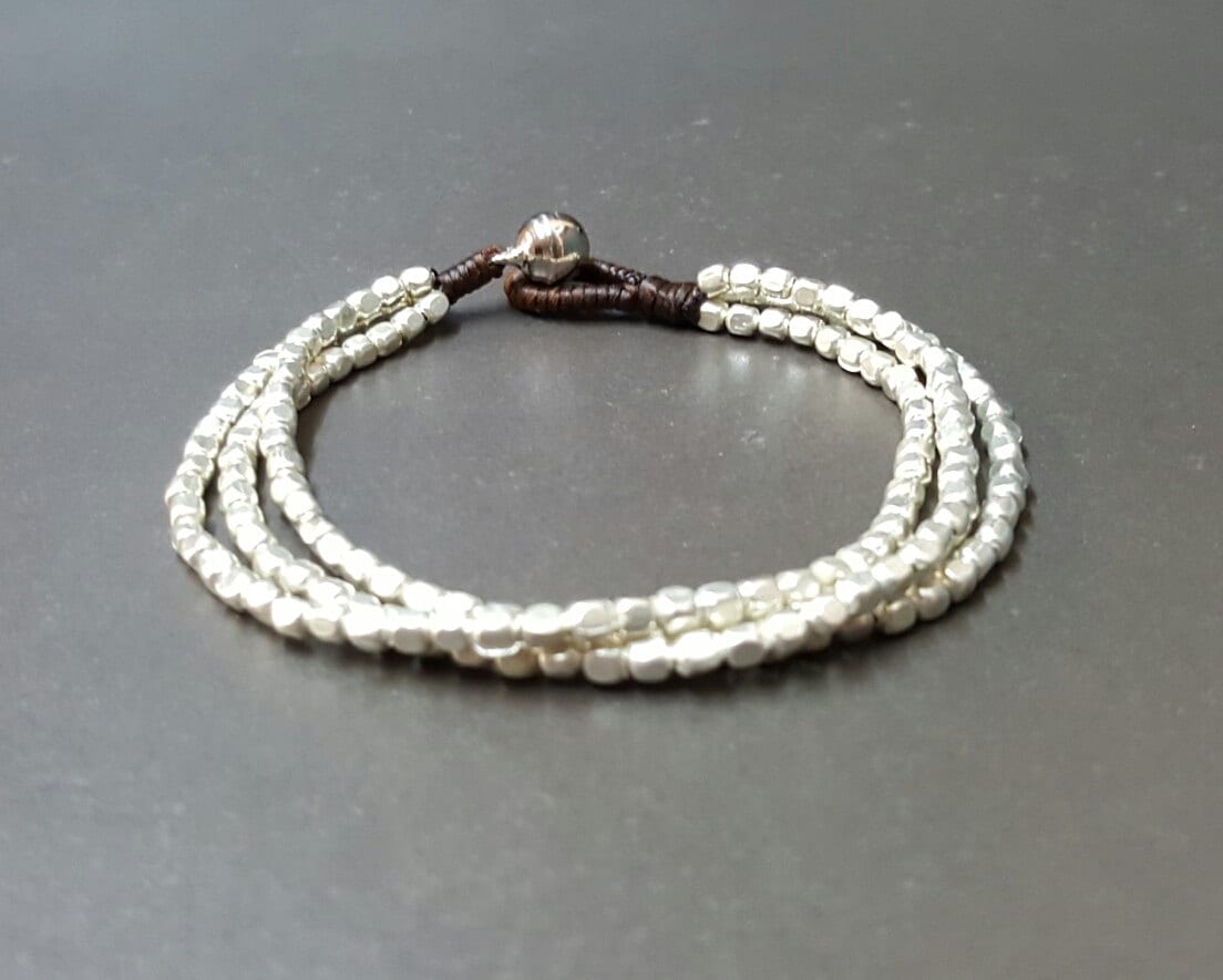 Mini Silber Cube Kette Armband, Perlen, Kettenarmband, Perlen Frauen Kette, Cube von bymemade