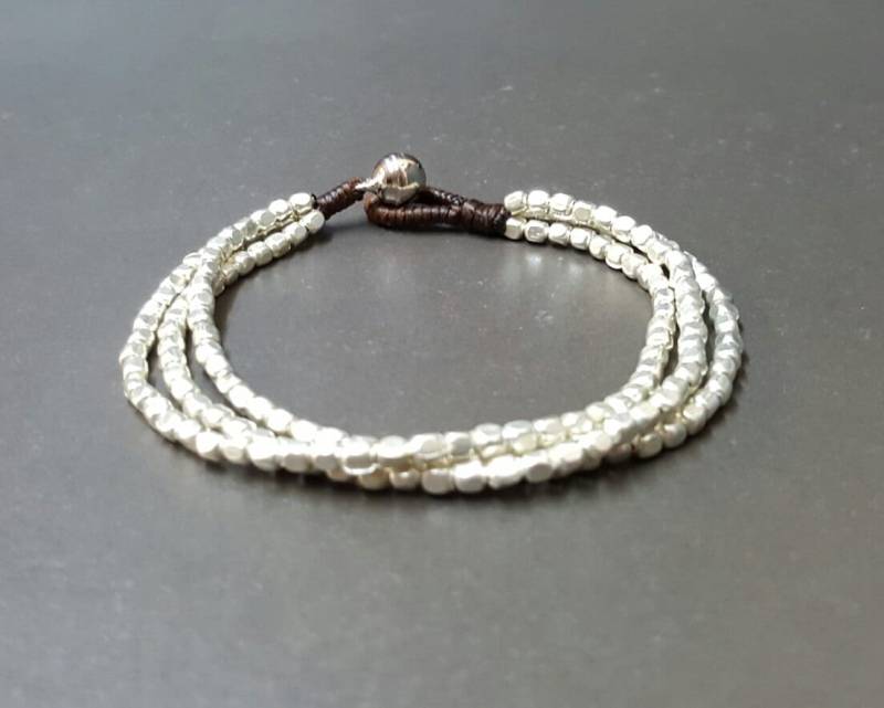 Mini Silber Cube Kette Armband, Perlen, Kettenarmband, Perlen Frauen Kette, Cube von bymemade