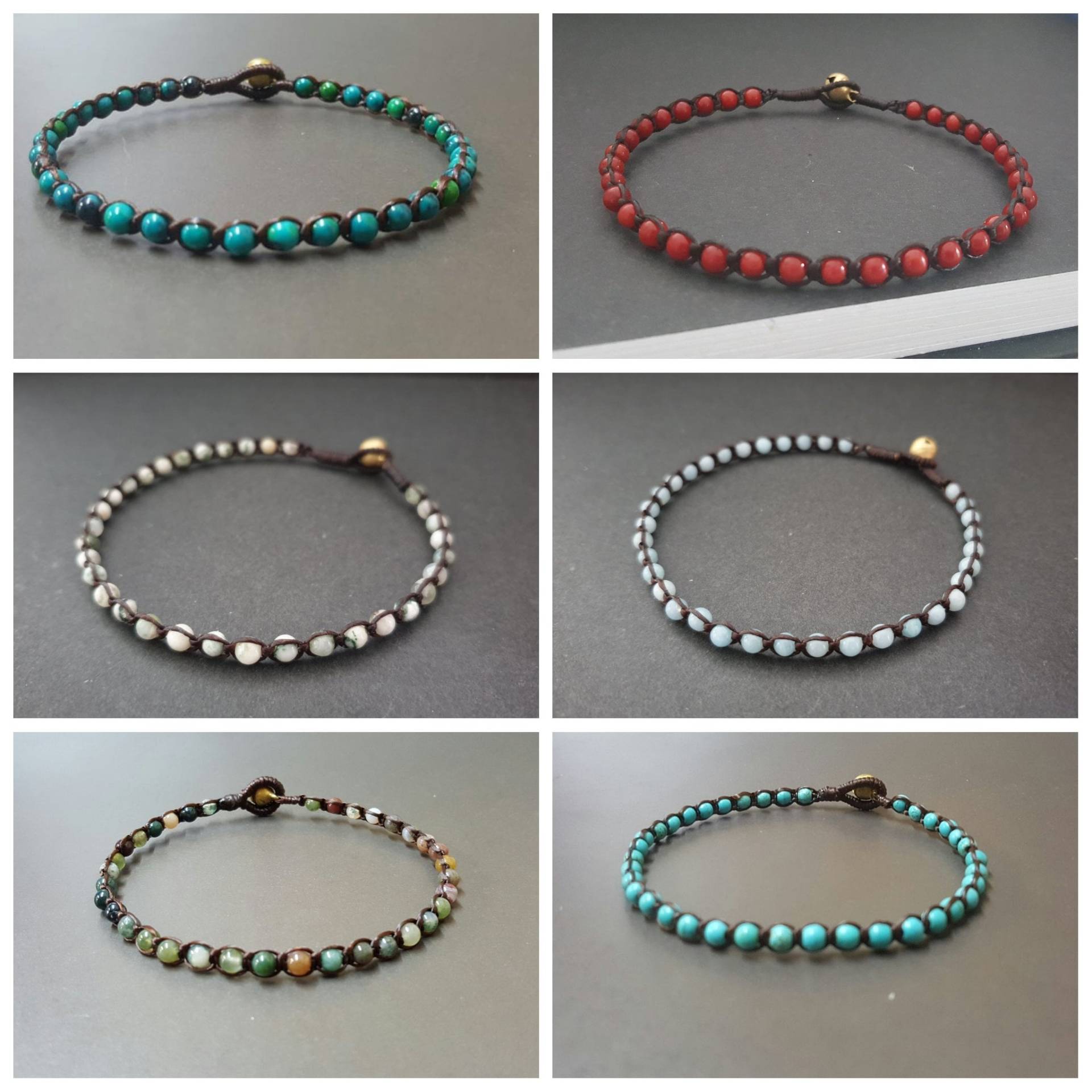 Runde Stein Hobo Fußkettchen Armband, Perlenarmband, Fußkette, Unisex Steinarmband, Unisex, Herren Armbänder, Fußkettchen, Perlenarmbänder von bymemade