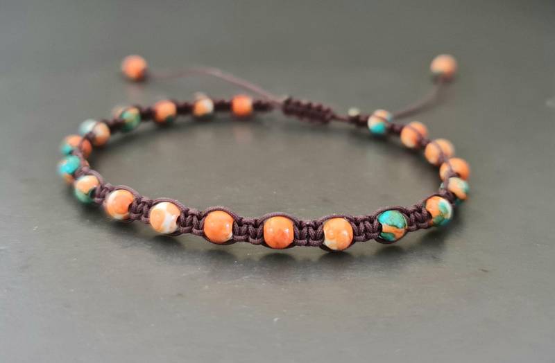 Slide Lock Stein Perlen Männer Frauen Schmuck Armband Fußkette, Mädchen Fußkettchen, Armbänder Für Männer, Verstellbare Armbänder, Fußkette von bymemade