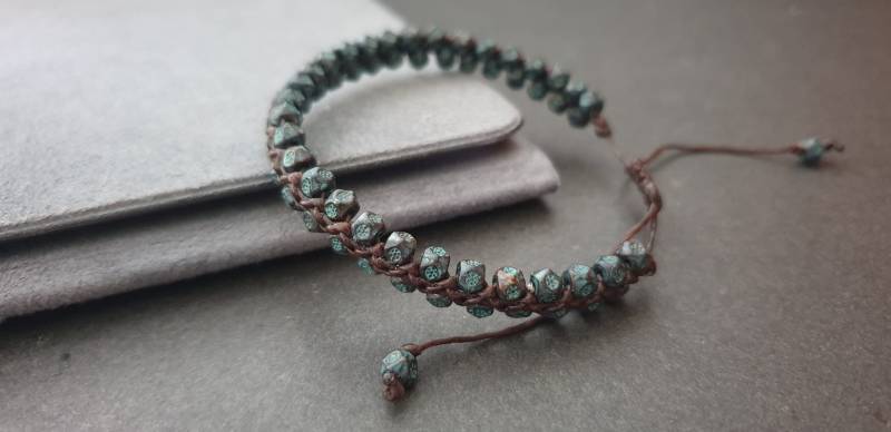 Unisex Facettierte Metall Perle Gewebt Armband Fußkettchen von bymemade