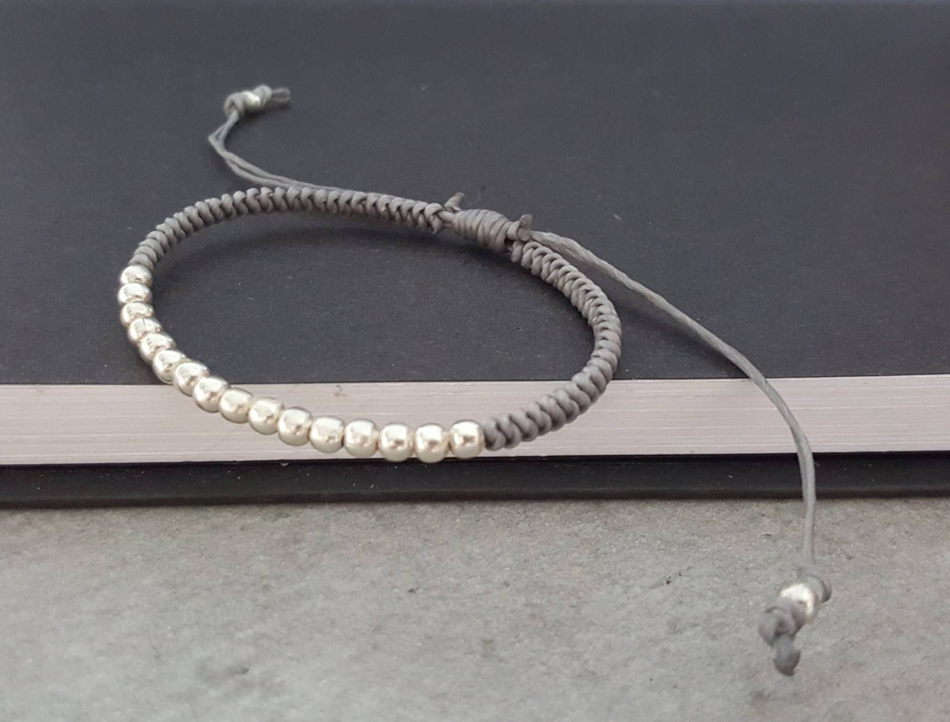 Wachskordel Armband, Silberperlen Handgelenkarmband, Freundschaftsarmband, Herren Armbänder, Perlenarmbänder, Geschenke Hobo Armbänder von bymemade