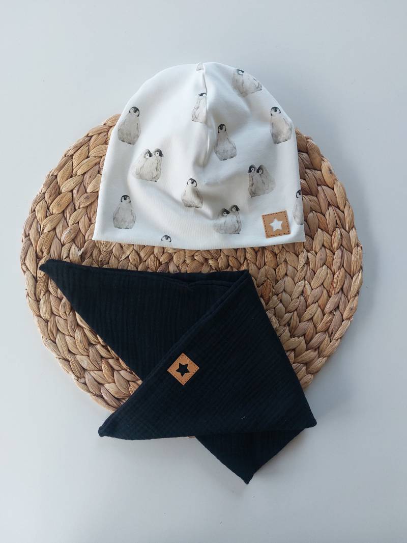 Beanie Mütze Halstuch Dreieckstuch Musselin Namen Personalisiert Set Baby Geburt Geschenk Sommer von bymini20