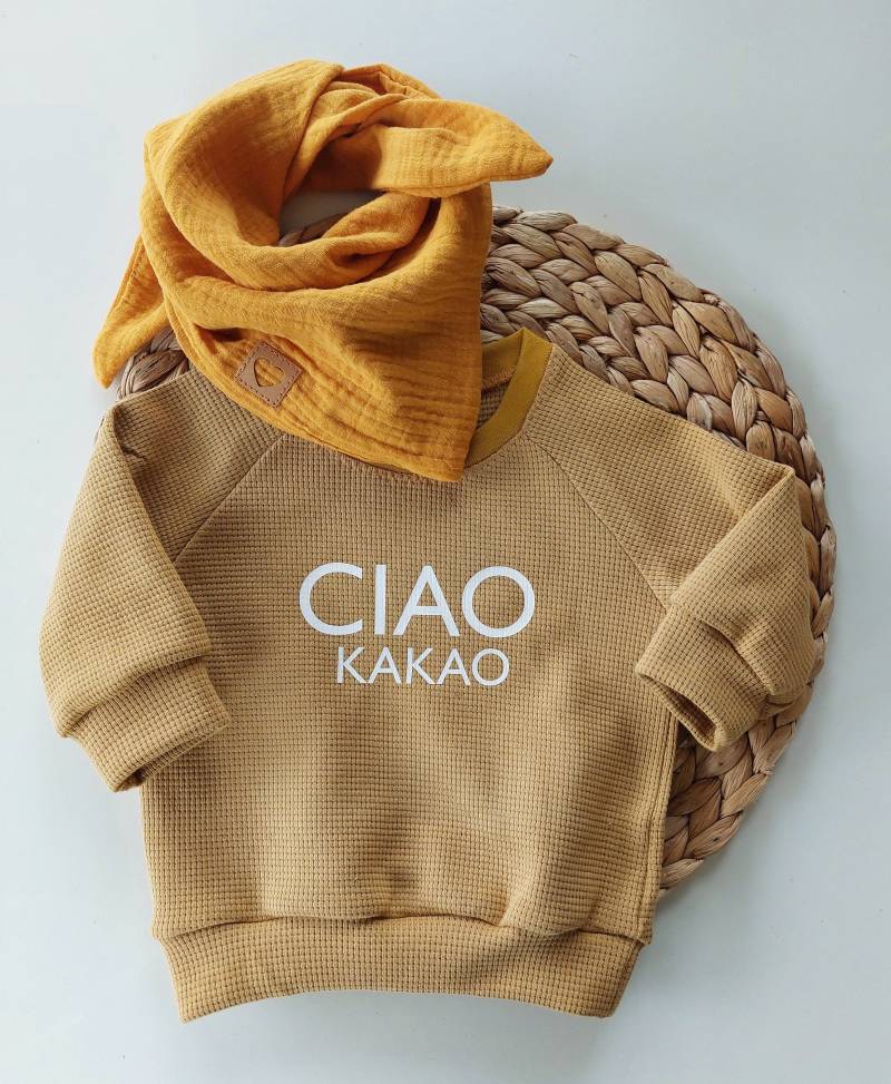Ciao Kakao Sweater Hoodie Pullover Shirt Waffel Bymini Senf Gelb von bymini20